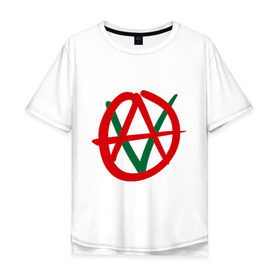 Мужская футболка хлопок Oversize с принтом Anarho-vegan в Кировске, 100% хлопок | свободный крой, круглый ворот, “спинка” длиннее передней части | анархия | веган | вегетарианец