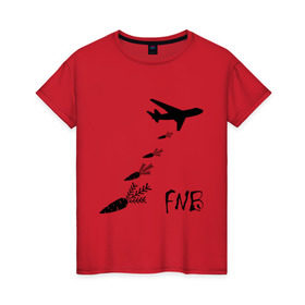Женская футболка хлопок с принтом Еда вместо бомб в Кировске, 100% хлопок | прямой крой, круглый вырез горловины, длина до линии бедер, слегка спущенное плечо | бомбы | еда | морковки | самолет