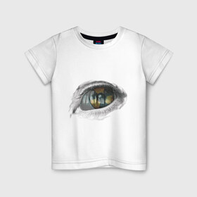 Детская футболка хлопок с принтом Глаз (3) в Кировске, 100% хлопок | круглый вырез горловины, полуприлегающий силуэт, длина до линии бедер | взгляд | глаз | знак радиации | отражение | радиактивность | радиация