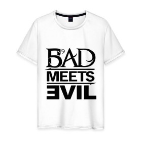 Мужская футболка хлопок с принтом Bad Meets Evil в Кировске, 100% хлопок | прямой крой, круглый вырез горловины, длина до линии бедер, слегка спущенное плечо. | hip hop | rap | rap stars | реп | репчик | рэп | рэп звезда | рэпчик | рэпчина | хип хоп