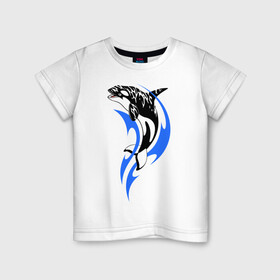 Детская футболка хлопок с принтом Косатка в Кировске, 100% хлопок | круглый вырез горловины, полуприлегающий силуэт, длина до линии бедер | shark | акула | рыба
