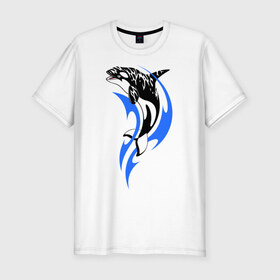 Мужская футболка премиум с принтом Косатка в Кировске, 92% хлопок, 8% лайкра | приталенный силуэт, круглый вырез ворота, длина до линии бедра, короткий рукав | shark | акула | рыба