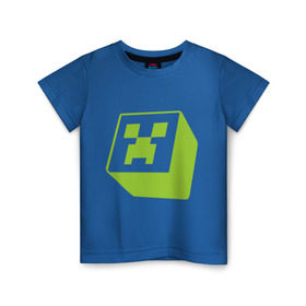 Детская футболка хлопок с принтом Minecraft creeper green в Кировске, 100% хлопок | круглый вырез горловины, полуприлегающий силуэт, длина до линии бедер | крипер