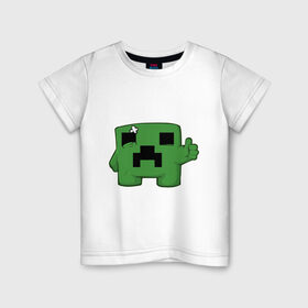 Детская футболка хлопок с принтом Minecraft green в Кировске, 100% хлопок | круглый вырез горловины, полуприлегающий силуэт, длина до линии бедер | Тематика изображения на принте: крипер