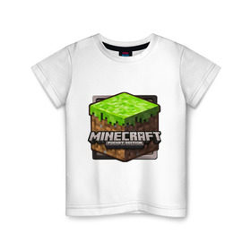 Детская футболка хлопок с принтом Minecraft logo в Кировске, 100% хлопок | круглый вырез горловины, полуприлегающий силуэт, длина до линии бедер | Тематика изображения на принте: creeper | mine craft | minecraft | майнкрафт | шахта