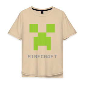 Мужская футболка хлопок Oversize с принтом Minecraft logo grey в Кировске, 100% хлопок | свободный крой, круглый ворот, “спинка” длиннее передней части | крипер