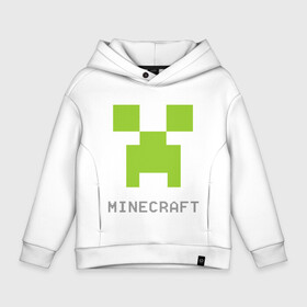 Детское худи Oversize хлопок с принтом Minecraft logo grey в Кировске, френч-терри — 70% хлопок, 30% полиэстер. Мягкий теплый начес внутри —100% хлопок | боковые карманы, эластичные манжеты и нижняя кромка, капюшон на магнитной кнопке | крипер
