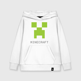 Детская толстовка хлопок с принтом Minecraft logo grey в Кировске, 100% хлопок | Круглый горловой вырез, эластичные манжеты, пояс, капюшен | крипер