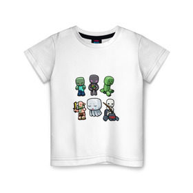 Детская футболка хлопок с принтом Minecraft units в Кировске, 100% хлопок | круглый вырез горловины, полуприлегающий силуэт, длина до линии бедер | Тематика изображения на принте: крипер