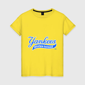 Женская футболка хлопок с принтом NY Yankees в Кировске, 100% хлопок | прямой крой, круглый вырез горловины, длина до линии бедер, слегка спущенное плечо | Тематика изображения на принте: 