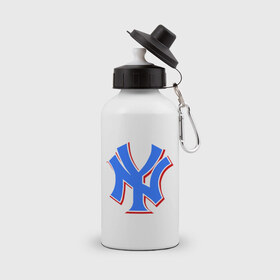 Бутылка спортивная с принтом NY Yankees blue в Кировске, металл | емкость — 500 мл, в комплекте две пластиковые крышки и карабин для крепления | baseball | major league basebal | mlb | ny | staten island | yankees | америка | бейсбол | бита | главная лига бейсбола | нью йорк янкиз | статен айленд | сша | янки