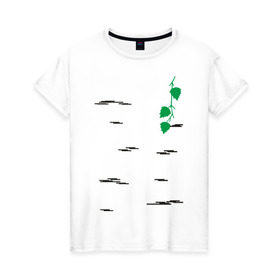 Женская футболка хлопок с принтом Березка в Кировске, 100% хлопок | прямой крой, круглый вырез горловины, длина до линии бедер, слегка спущенное плечо | береза | березка | дерево | полоски