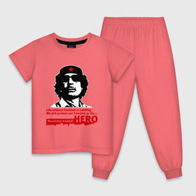 Детская пижама хлопок с принтом Kaddafi hero в Кировске, 100% хлопок |  брюки и футболка прямого кроя, без карманов, на брюках мягкая резинка на поясе и по низу штанин
 | kadafi | kaddafi | кадафи | каддафи | муамар каддафи