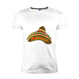 Мужская футболка премиум с принтом Сальса сомбреро в Кировске, 92% хлопок, 8% лайкра | приталенный силуэт, круглый вырез ворота, длина до линии бедра, короткий рукав | Тематика изображения на принте: bachata | lambada | latina | salsa | salseros | sombrero | бачата | ламбада | латина | латиноамериканская музыка | латиноамериканские танцы | сальса | сальсеро | сомбреро | танго | танец | танцы | ча ча ча | шляпа
