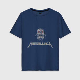 Женская футболка хлопок Oversize с принтом Metallica scool в Кировске, 100% хлопок | свободный крой, круглый ворот, спущенный рукав, длина до линии бедер
 | металлика