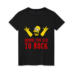 Женская футболка хлопок с принтом Simpson Rock в Кировске, 100% хлопок | прямой крой, круглый вырез горловины, длина до линии бедер, слегка спущенное плечо | гомер