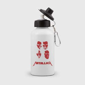 Бутылка спортивная с принтом Metallica kvartet (5) в Кировске, металл | емкость — 500 мл, в комплекте две пластиковые крышки и карабин для крепления | металлика
