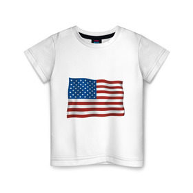 Детская футболка хлопок с принтом Америка флаг в Кировске, 100% хлопок | круглый вырез горловины, полуприлегающий силуэт, длина до линии бедер | america | ny | usa | америка | американский флаг | вашингтон | нью йорк | политические | сша | флаг | флаг америки | флаг сша | флаги | штаты