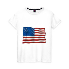 Женская футболка хлопок с принтом Америка флаг в Кировске, 100% хлопок | прямой крой, круглый вырез горловины, длина до линии бедер, слегка спущенное плечо | Тематика изображения на принте: america | ny | usa | америка | американский флаг | вашингтон | нью йорк | политические | сша | флаг | флаг америки | флаг сша | флаги | штаты