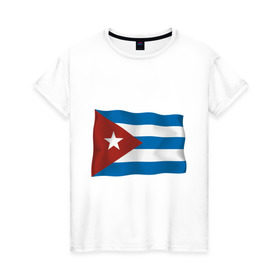 Женская футболка хлопок с принтом Куба флаг в Кировске, 100% хлопок | прямой крой, круглый вырез горловины, длина до линии бедер, слегка спущенное плечо | cuba | куба | куба афиша | кубинский флаг | республика куба | флаг | флаг кубы | флаги