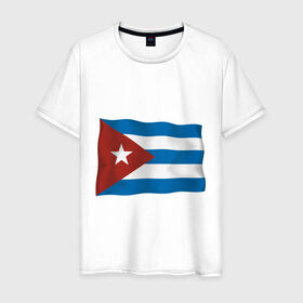 Мужская футболка хлопок с принтом Куба флаг в Кировске, 100% хлопок | прямой крой, круглый вырез горловины, длина до линии бедер, слегка спущенное плечо. | Тематика изображения на принте: cuba | куба | куба афиша | кубинский флаг | республика куба | флаг | флаг кубы | флаги