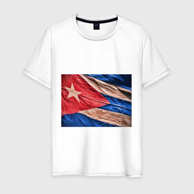 Мужская футболка хлопок с принтом Куба флаг олд в Кировске, 100% хлопок | прямой крой, круглый вырез горловины, длина до линии бедер, слегка спущенное плечо. | cuba | куба | куба афиша | куба олд | кубинский флаг | олд | республика куба | флаг | флаг куба олд | флаг кубы | флаг олд | флаги