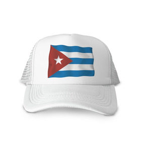 Кепка тракер с сеткой с принтом Куба флаг (3) в Кировске, трикотажное полотно; задняя часть — сетка | длинный козырек, универсальный размер, пластиковая застежка | cuba | куба | кубинский | фидель | фидель кастро | флаг кубы
