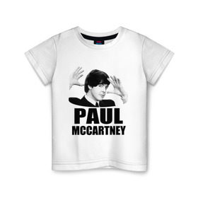 Детская футболка хлопок с принтом Paul McCartney (Пол МакКартни) в Кировске, 100% хлопок | круглый вырез горловины, полуприлегающий силуэт, длина до линии бедер | beatles | mccartney | the beatles | битлз | битлс | битлы | маккартни
