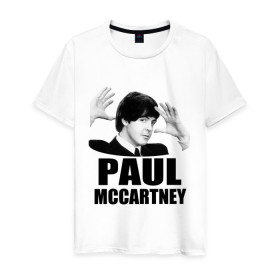 Мужская футболка хлопок с принтом Paul McCartney (Пол МакКартни) в Кировске, 100% хлопок | прямой крой, круглый вырез горловины, длина до линии бедер, слегка спущенное плечо. | beatles | mccartney | the beatles | битлз | битлс | битлы | маккартни