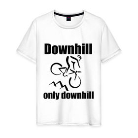 Мужская футболка хлопок с принтом Downhill в Кировске, 100% хлопок | прямой крой, круглый вырез горловины, длина до линии бедер, слегка спущенное плечо. | downhill | extrim | велосипед | велоспорт | скоростной спуск | экстрим