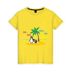 Женская футболка хлопок с принтом Linux life в Кировске, 100% хлопок | прямой крой, круглый вырез горловины, длина до линии бедер, слегка спущенное плечо | linux | linux life | линукс | пингвины linux | пингвины люникс | прикольные