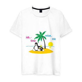 Мужская футболка хлопок с принтом Linux life в Кировске, 100% хлопок | прямой крой, круглый вырез горловины, длина до линии бедер, слегка спущенное плечо. | linux | linux life | линукс | пингвины linux | пингвины люникс | прикольные