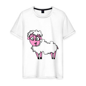 Мужская футболка хлопок с принтом Овца (Sheep) в Кировске, 100% хлопок | прямой крой, круглый вырез горловины, длина до линии бедер, слегка спущенное плечо. | sheep | баран | барашек | животные | овечка | овца