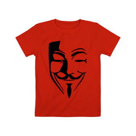 Детская футболка хлопок с принтом Вендетта маска в Кировске, 100% хлопок | круглый вырез горловины, полуприлегающий силуэт, длина до линии бедер | вендета | вендетта | вендетта маска | маска | натали портман | революция | хьюго уивинг | человек в маске