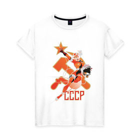 Женская футболка хлопок с принтом Cosmo (2) в Кировске, 100% хлопок | прямой крой, круглый вырез горловины, длина до линии бедер, слегка спущенное плечо | звезда | коммунизм | серп и молот | советский | социализм | союз | ссср