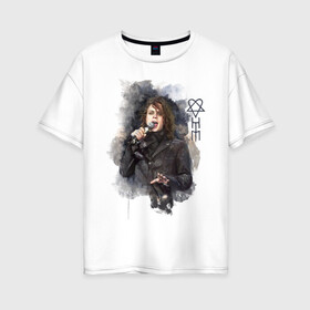Женская футболка хлопок Oversize с принтом Ville Valo в Кировске, 100% хлопок | свободный крой, круглый ворот, спущенный рукав, длина до линии бедер
 | him