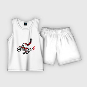 Детская пижама с шортами хлопок с принтом Moto X в Кировске,  |  | extrim | moto | moto x | байк | велоспорт | мото | мотоспорт | экстрим