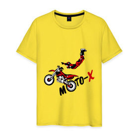 Мужская футболка хлопок с принтом Moto-X в Кировске, 100% хлопок | прямой крой, круглый вырез горловины, длина до линии бедер, слегка спущенное плечо. | extrim | moto | moto x | байк | велоспорт | мото | мотоспорт | экстрим