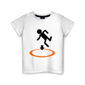 Детская футболка хлопок с принтом Portal (Портал) в Кировске, 100% хлопок | круглый вырез горловины, полуприлегающий силуэт, длина до линии бедер | Тематика изображения на принте: portal | игра | игры | компьютерные игры | портал
