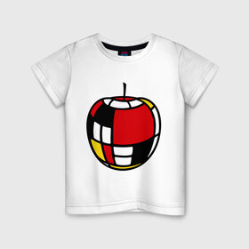Детская футболка хлопок с принтом Яблоко в Кировске, 100% хлопок | круглый вырез горловины, полуприлегающий силуэт, длина до линии бедер | витраж | квадратики | кусочки | мозаика | фрукт | цветное | яблоко | яблочко