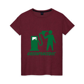 Женская футболка хлопок с принтом Greenpeacedec (1) в Кировске, 100% хлопок | прямой крой, круглый вырез горловины, длина до линии бедер, слегка спущенное плечо | green peace | азс | бензин | грин пис | заправка | мат | экология