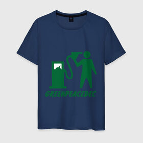 Мужская футболка хлопок с принтом Greenpeacedec (1) в Кировске, 100% хлопок | прямой крой, круглый вырез горловины, длина до линии бедер, слегка спущенное плечо. | green peace | азс | бензин | грин пис | заправка | мат | экология
