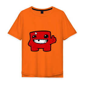 Мужская футболка хлопок Oversize с принтом Super Meat Boy в Кировске, 100% хлопок | свободный крой, круглый ворот, “спинка” длиннее передней части | meatboy