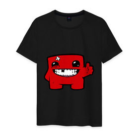 Мужская футболка хлопок с принтом Super Meat Boy в Кировске, 100% хлопок | прямой крой, круглый вырез горловины, длина до линии бедер, слегка спущенное плечо. | meatboy