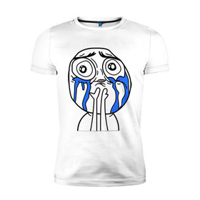 Мужская футболка премиум с принтом Милый парень (мем) в Кировске, 92% хлопок, 8% лайкра | приталенный силуэт, круглый вырез ворота, длина до линии бедра, короткий рукав | mem | интернет мем | интернет приколы | лицо | мем | милый парень | рисунок | рожа