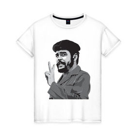 Женская футболка хлопок с принтом Peace Che Guevara в Кировске, 100% хлопок | прямой крой, круглый вырез горловины, длина до линии бедер, слегка спущенное плечо | че гевара