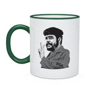 Кружка двухцветная с принтом Peace Che Guevara в Кировске, керамика | объем — 330 мл, диаметр — 80 мм. Цветная ручка и кайма сверху, в некоторых цветах — вся внутренняя часть | че гевара