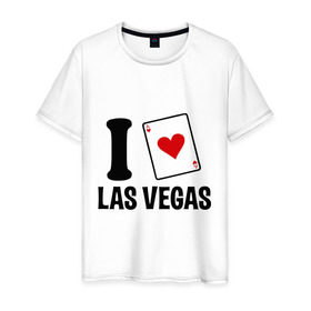 Мужская футболка хлопок с принтом I Love Las Vegas в Кировске, 100% хлопок | прямой крой, круглый вырез горловины, длина до линии бедер, слегка спущенное плечо. | i love | азартные игры | америка | вегас | казино | карты | колода | лас | рулетка | туз