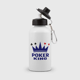 Бутылка спортивная с принтом Poker King в Кировске, металл | емкость — 500 мл, в комплекте две пластиковые крышки и карабин для крепления | king | poker | poker king | игральные карты | карточная масть | карточные игры | карты | король | корона | масти | масть | покер