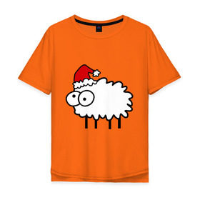 Мужская футболка хлопок Oversize с принтом Новогодний бараш в Кировске, 100% хлопок | свободный крой, круглый ворот, “спинка” длиннее передней части | баран | бараш | бараш в шапке | барашек | новый год | овечка
